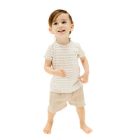 Angel Dear SS Crewneck Tee & Casual Short - Stripe Oxford Tan