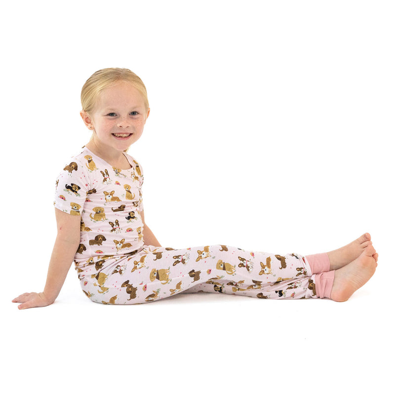 Angel Dear Short Sleeve Loungewear Set-Best Friends Dog - Pink