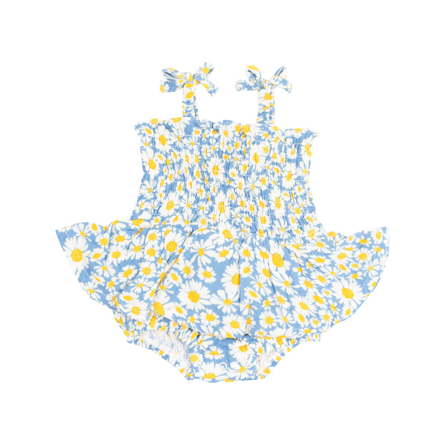 Angel Dear Smocked Bubble with Skirt- Shasta Daisy