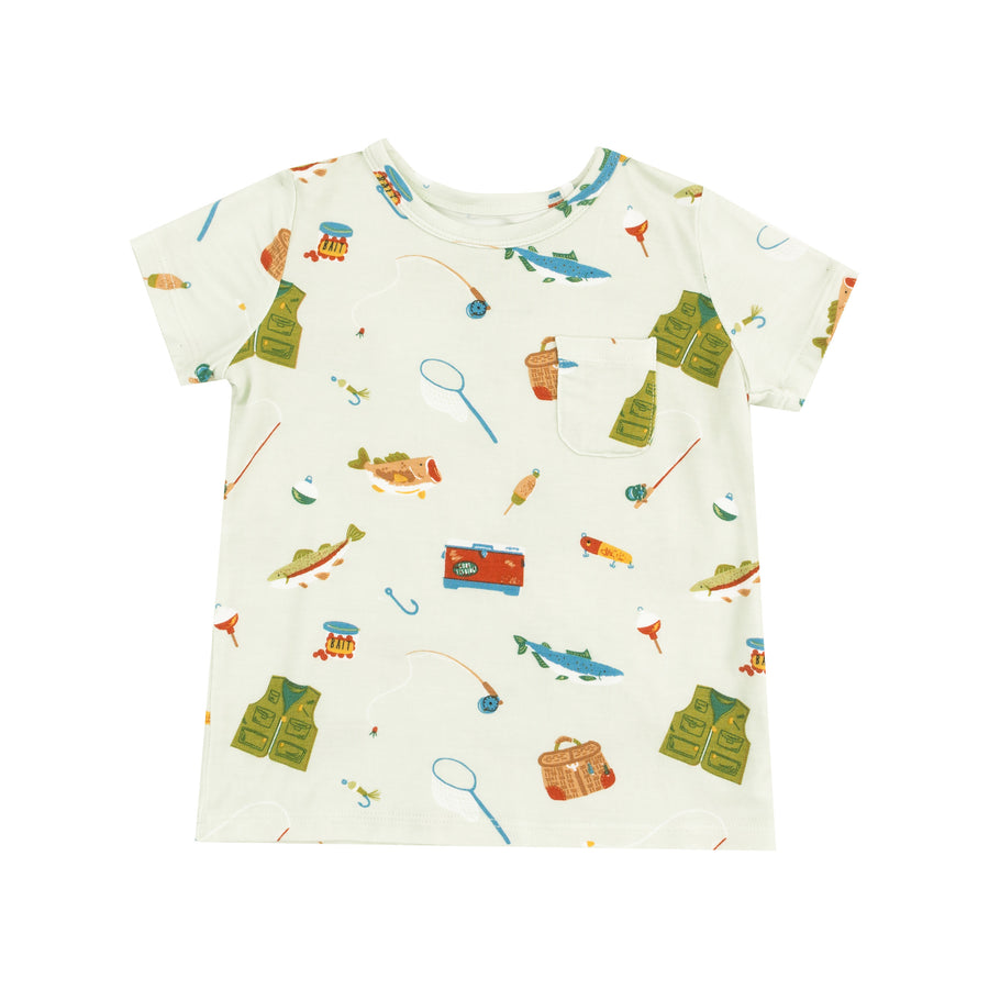 Angel Dear Crew Neck Tee and Short Set - Fishing Things Green