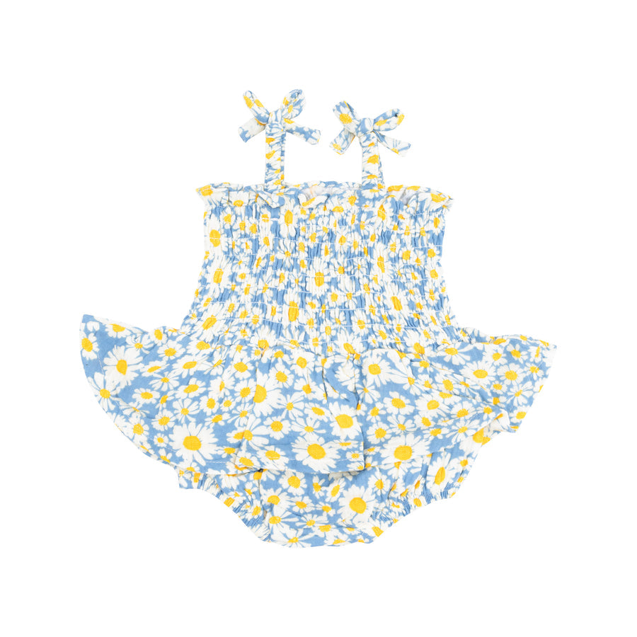 Angel Dear Smocked Bubble with Skirt- Shasta Daisy
