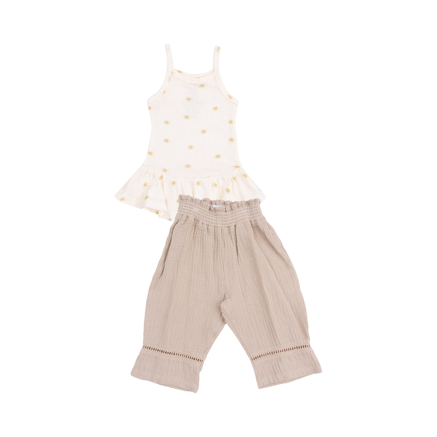 Peplum Tank and Smocked Waist Pants