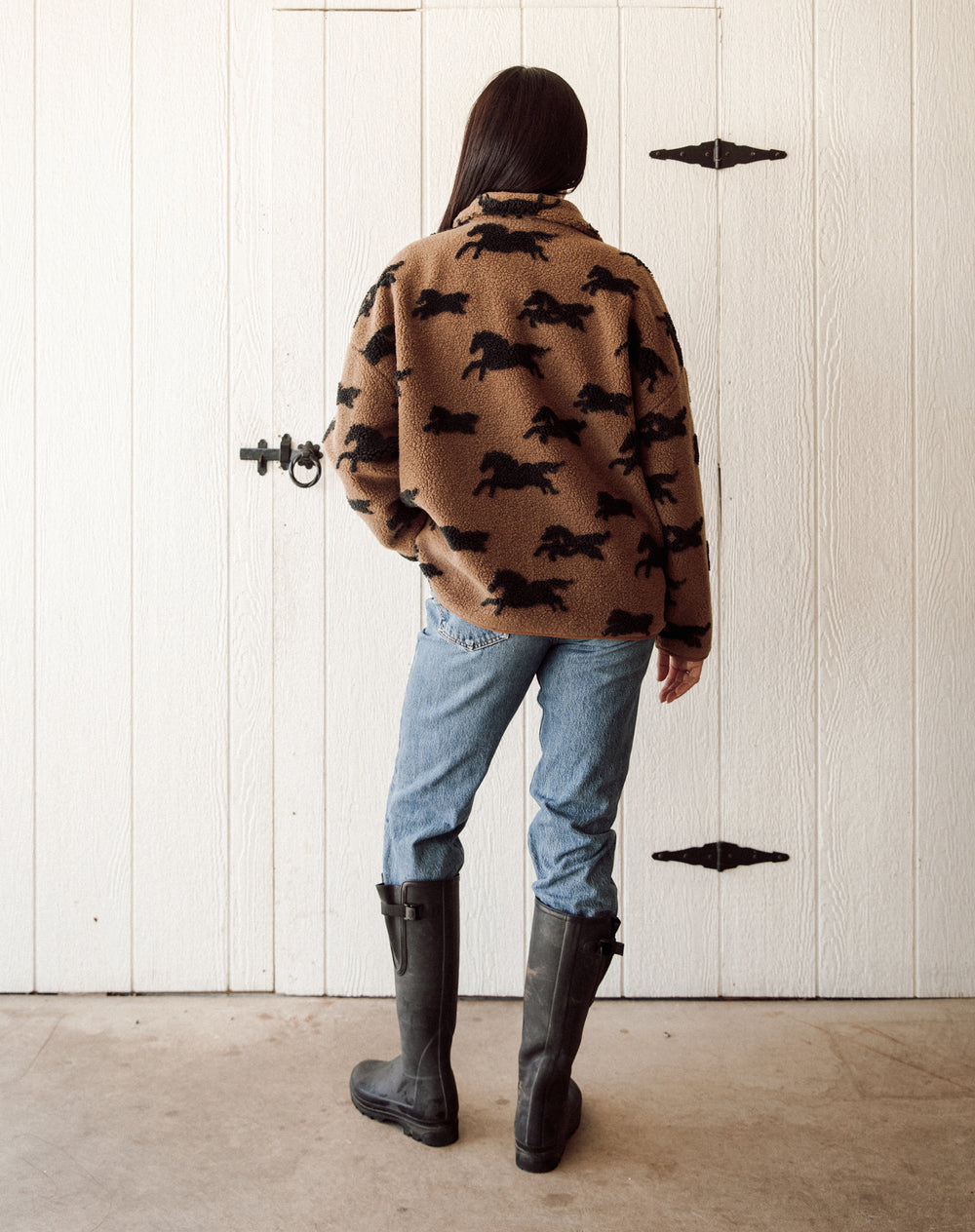 Brunette the Label full Zip Horse Sherpa