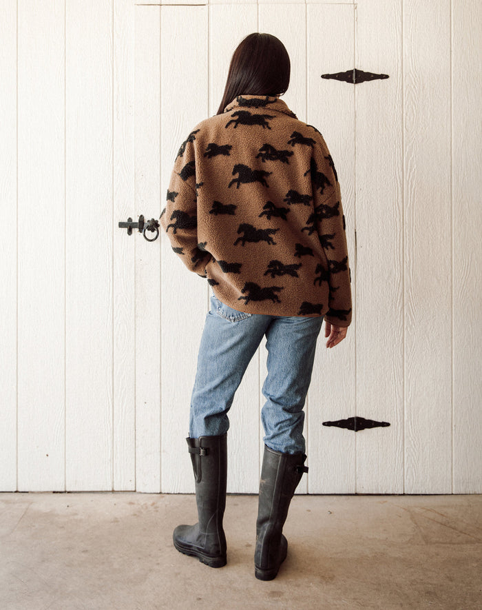 Brunette the Label full Zip Horse Sherpa