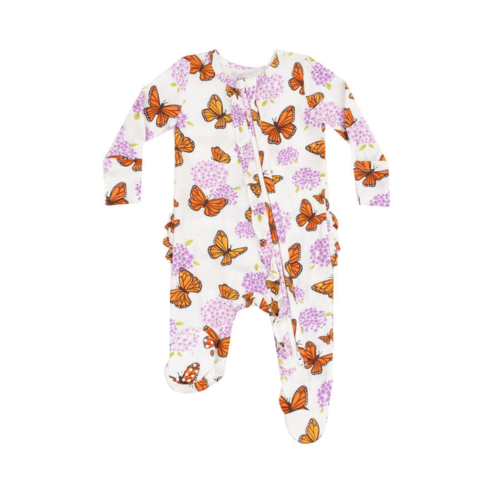 Angel Dear 2 Way Ruffle Zipper Footie-Monarch Butterflies