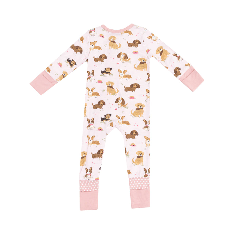 Angel Dear 2 Way Zipper Romper-Best Friend Dogs - Pink