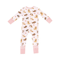 Angel Dear 2 Way Zipper Romper-Best Friend Dogs - Pink