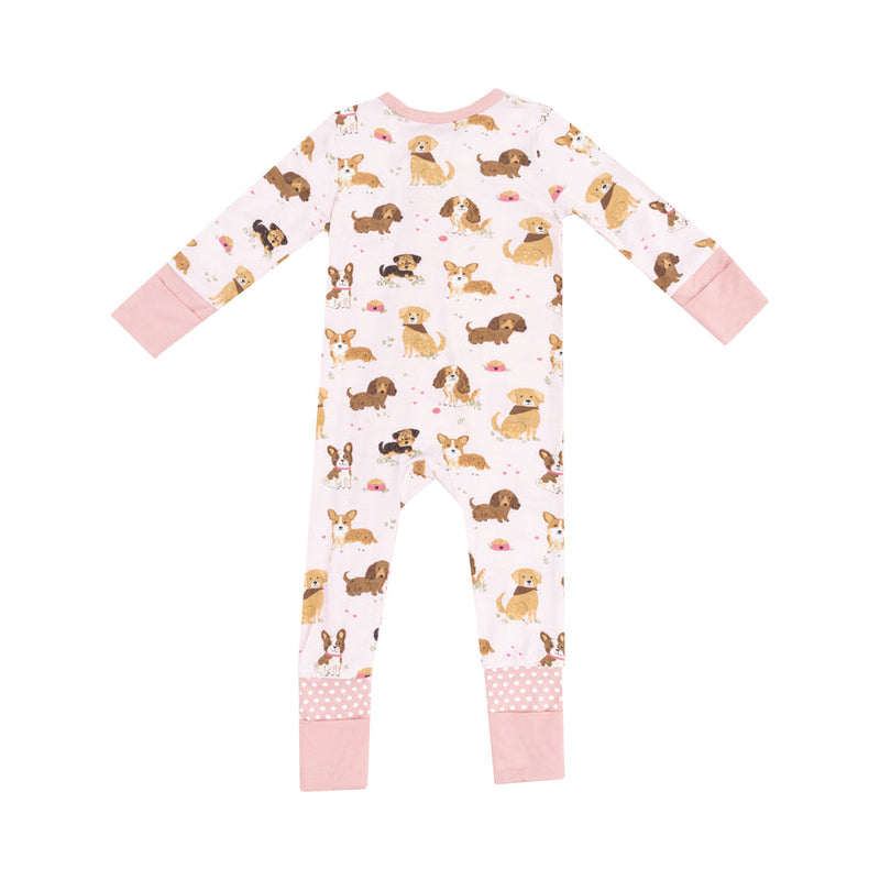 Angel Dear 2 Way Zipper Romper-Best Friend Dogs - Pink