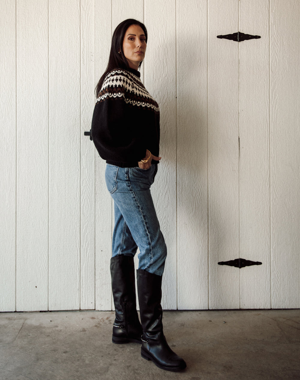 New Fair Isle Sweater Black & brown