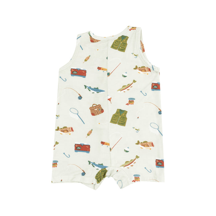 Angel Dear Sleeveless Shortie Romper-Fishing Things Green