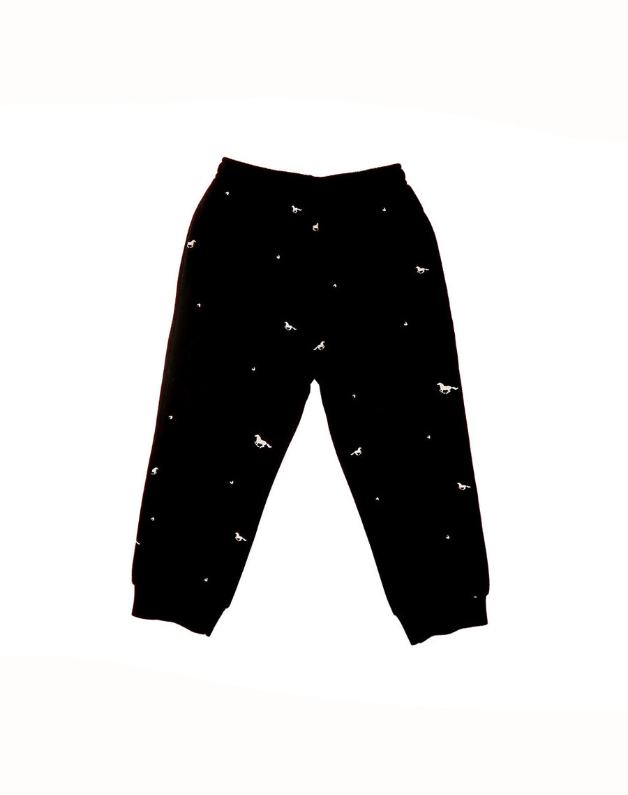 Brunette The Label Kids All Over Horse Joggers - Black / Cream