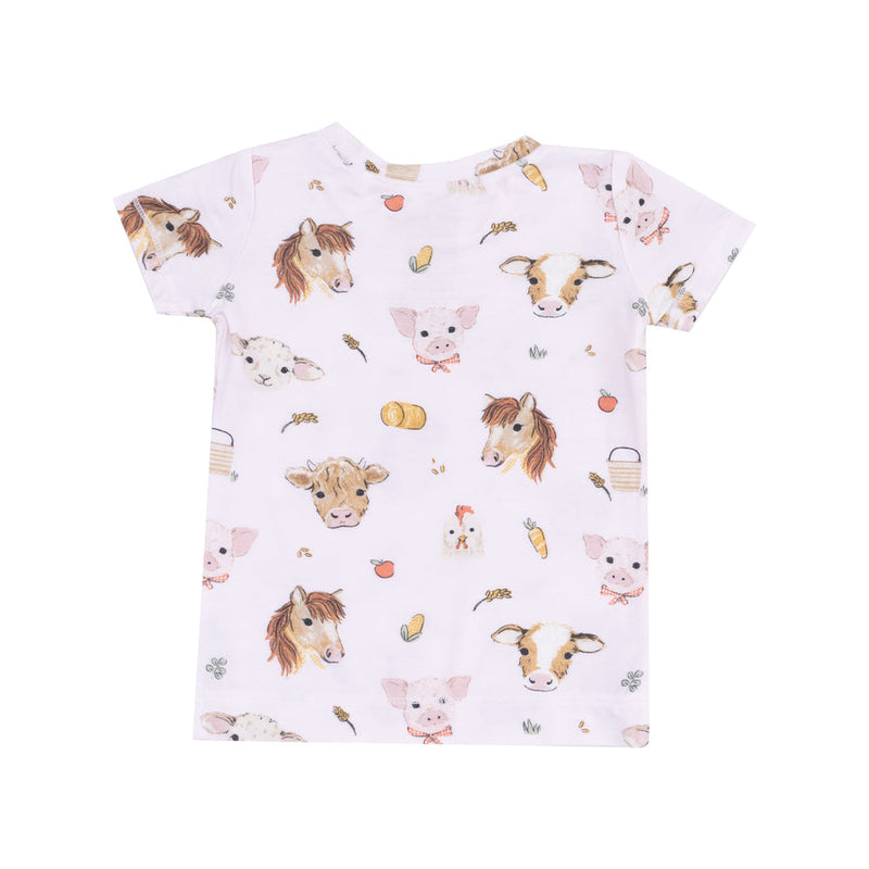 Angel Dear Short Sleeve Loungewear set-Animal Faces - Pink