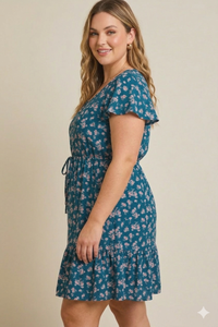 Ditzy Button Down Dress - Plus Size