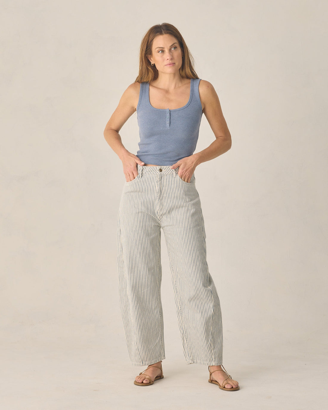 Rylee & Cru Barrel Pant Railroad Stripe