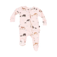 Angel Dear 2 Way Zipper Ruffle Back Footie - Cow Families