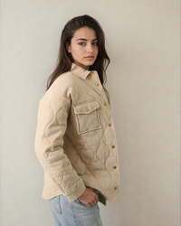 Leni  Quilted Brushed Cotton Coat Oat