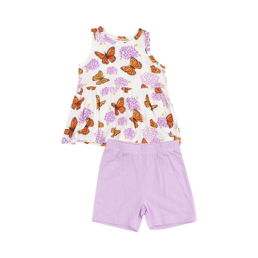 Angel Dear Peplum Tank Top and Bike Short - Monarch Butterflies