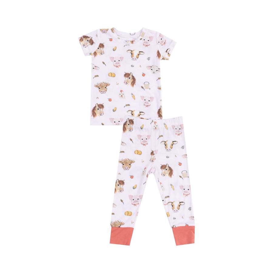 Angel Dear Short Sleeve Loungewear set-Animal Faces - Pink