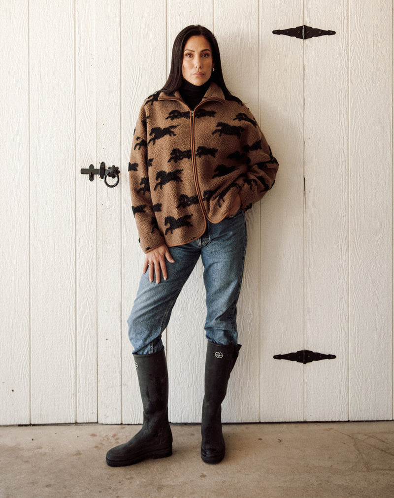 Brunette the Label full Zip Horse Sherpa