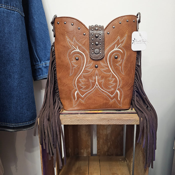 Montana West Embroidered Fringe Bag: Brown