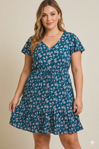 Ditzy Button Down Dress - Plus Size