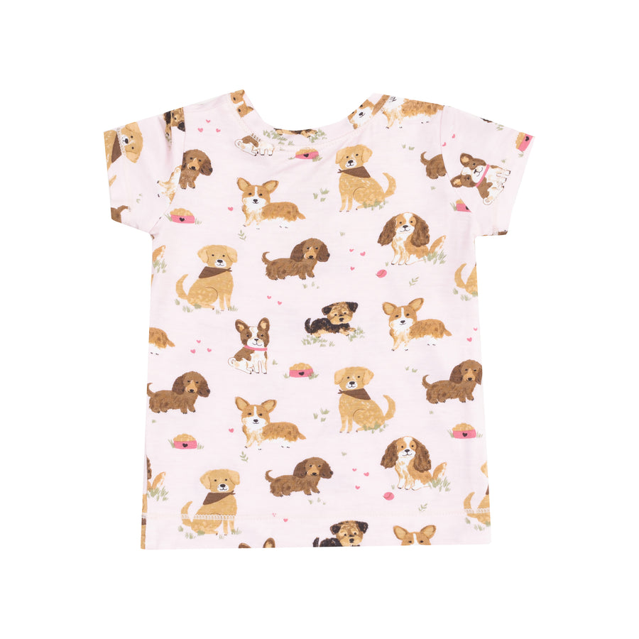 Angel Dear Short Sleeve Loungewear Set-Best Friends Dog - Pink