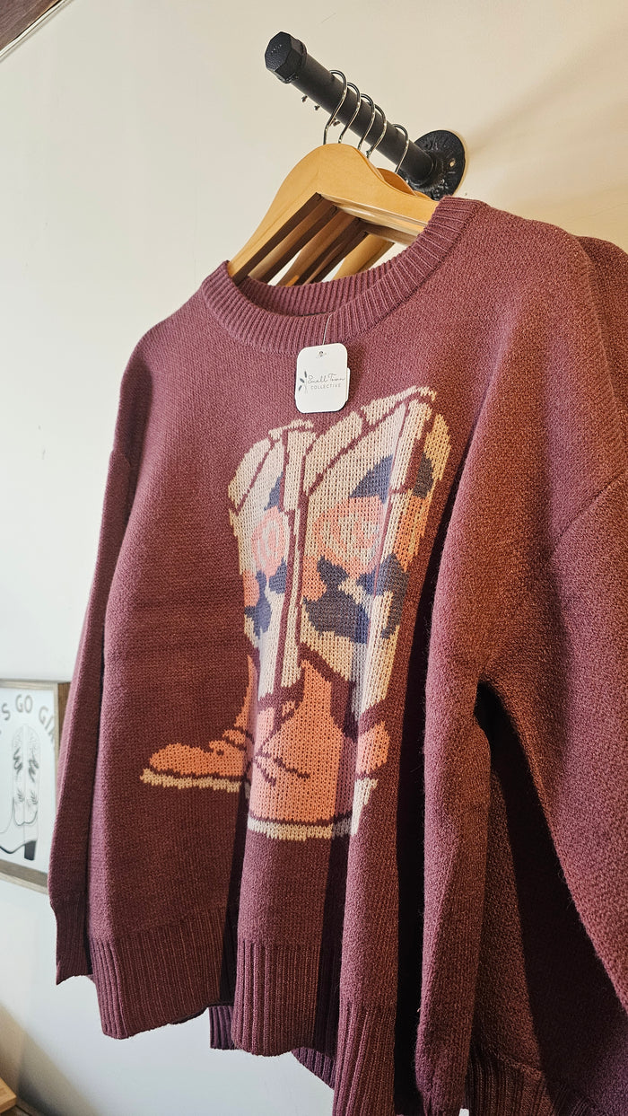 Girl Dangerous Cowboy Boots Sweater