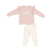 Angel Dear French Terry Ruffle Sweatshirt + Leggings - Daisy Pop