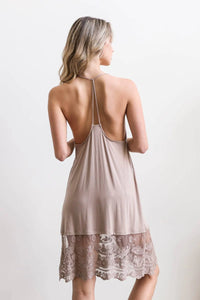 Lace Slip Dress Extenders T back -Mocha