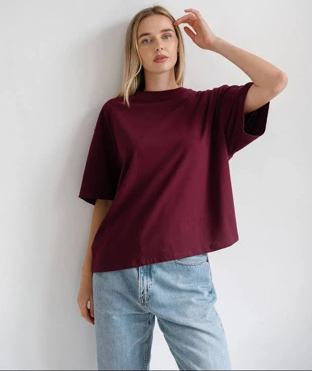 Brunette Label Boxy Tee- Plum Purple