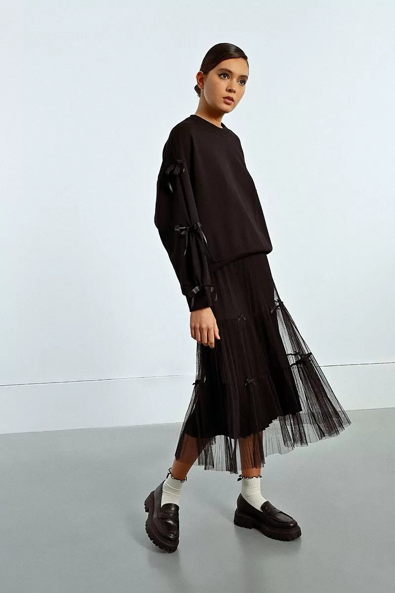 Young Ladies Woven Skirt-black