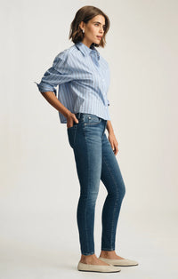 Mavi-Tess Dark Wash Skinny Jean In Dark Brush Feather Luxe