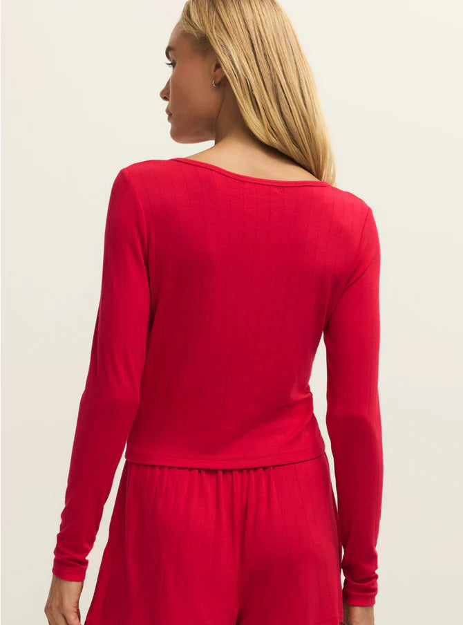 Z Supply Felt Cute Long Sleeve Red