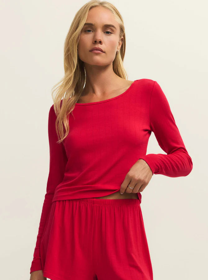 Z Supply Felt Cute Long Sleeve Red