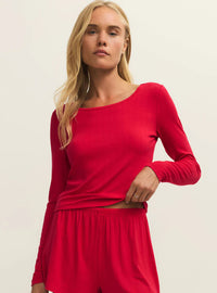 Z Supply Felt Cute Long Sleeve Red
