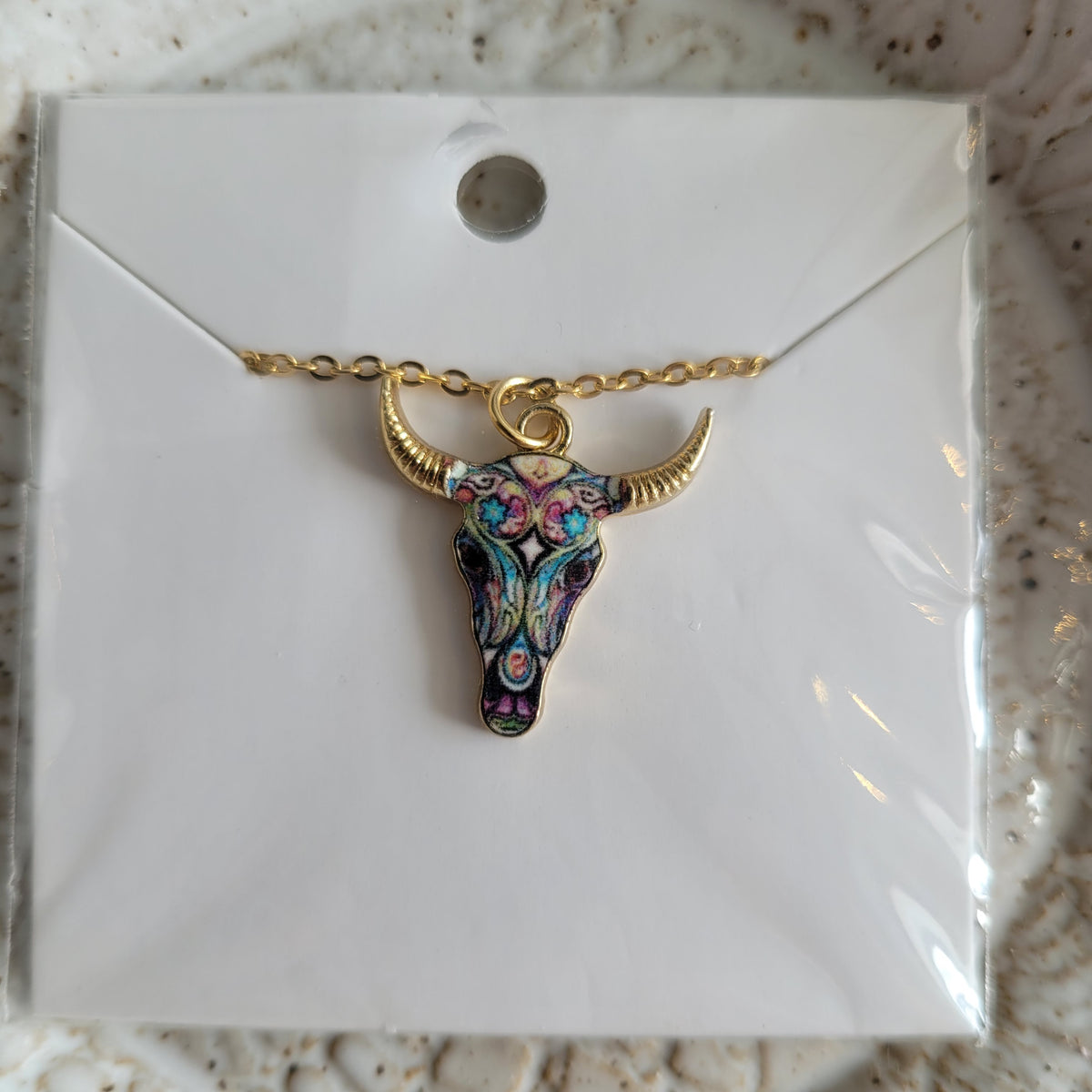 Wonderland Steer Skull Necklace