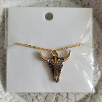 Wonderland Steer Skull Necklace