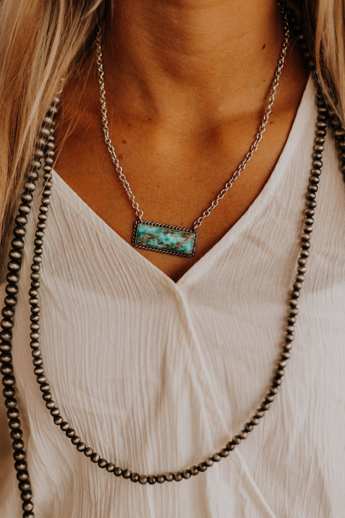 STC The Brand - Marbled Turquoise Bar Necklace