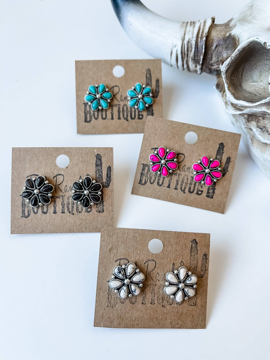 Mini Flower Studs - Black