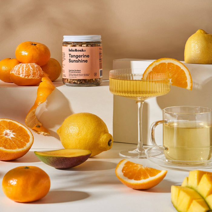 Lake & Oak Tea Co. - Tangerine Sunshine -  Superfood Tea Blend: Retail Glass Jar