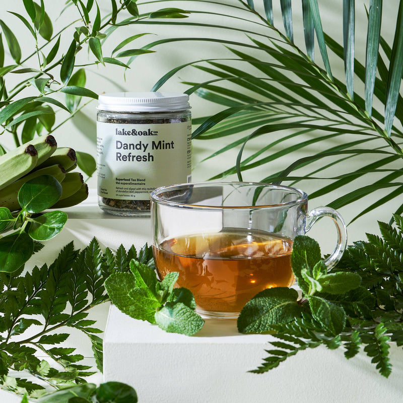 Lake & Oak Tea Co. - Dandy Mint Refresh -  Superfood Tea Blend: Retail Glass Jar