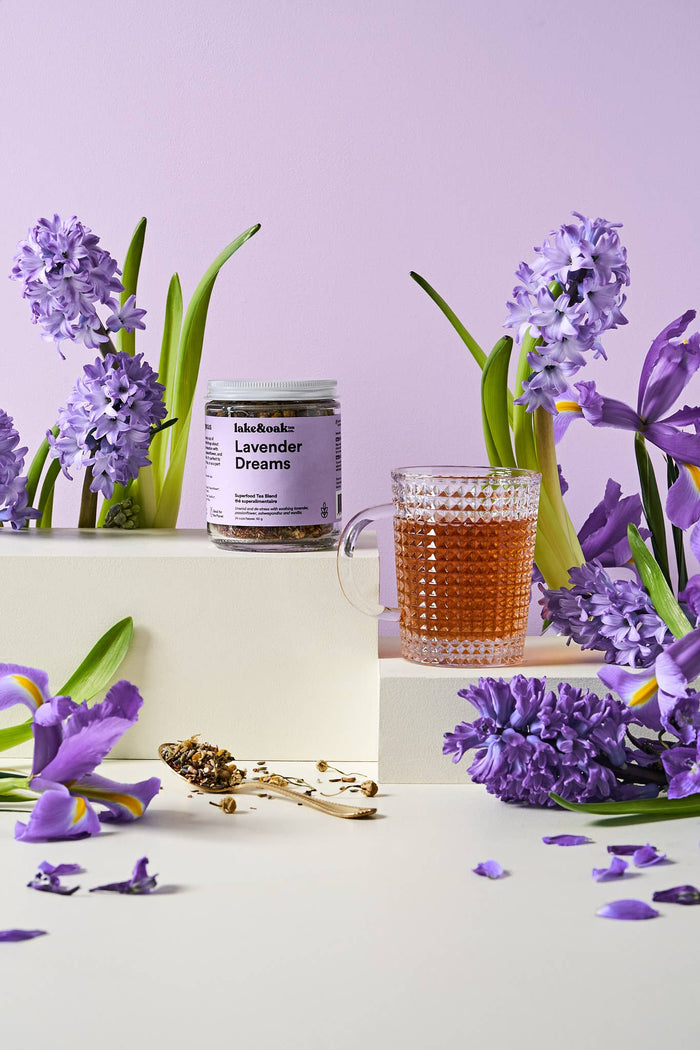 Lake & Oak Tea Co. - Lavender Dreams - Superfood Tea Blend: Retail Glass Jar
