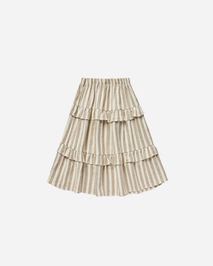 Rylee and Cru- Ruffled Midi Skirt | Autumn Stripe